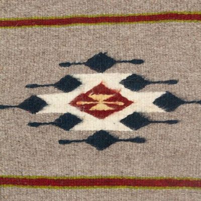 Alternate image for Zapotec Diamond-Patterned Grey and Red Wool Area Rug 1x1 Diamond of Magnificence