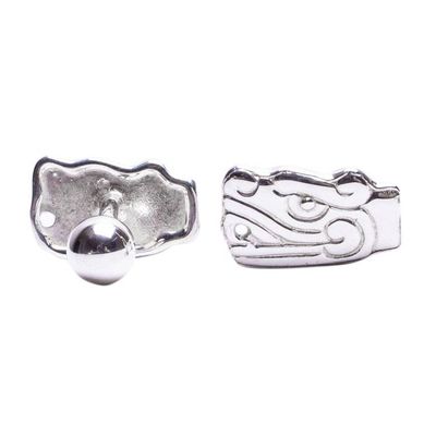 Alternate image for Quetzalcoatl Sterling Silver Cufflinks from Mexico Quetzalcoatl Duo
