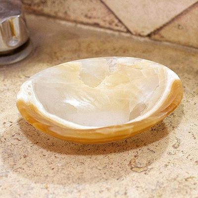 Alternate image for Striped Onyx Soap Dish Hand Crafted in Mexico Clean Lines