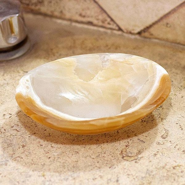 Alternate image for Striped Onyx Soap Dish Hand Crafted in Mexico Clean Lines