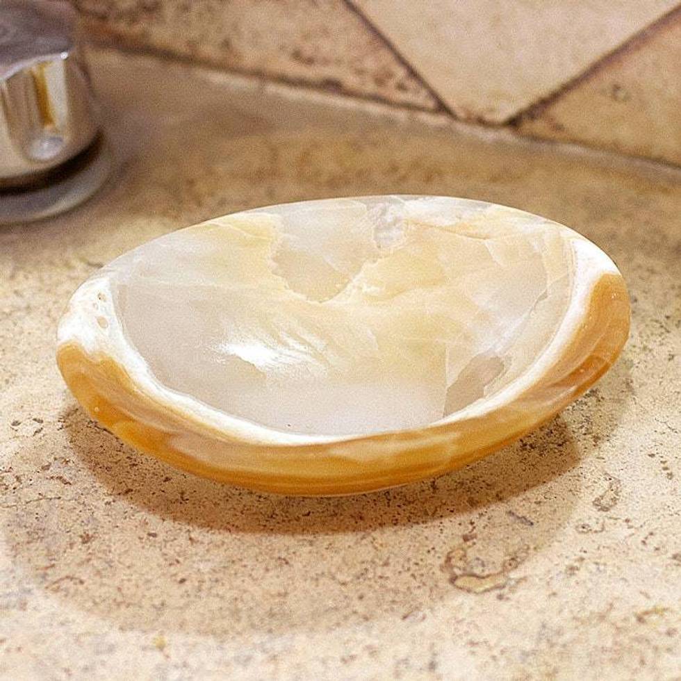 Striped Onyx Soap Dish Hand Crafted in Mexico 'Clean Lines'