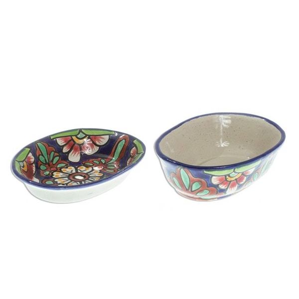 Alternate image for Hand Crafted Talavera-Style Soap Dish Blue Bouquet
