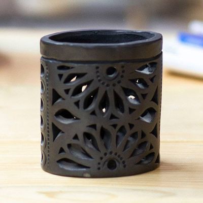Primary image for Oaxaca Barro Negro Ceramic Oval Pencil Holder Oaxacan Ellipse