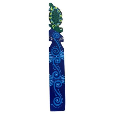 Alternate image for Hand Painted Green Turtle on Copal Wood Bookmark from Mexico Reading Turtle