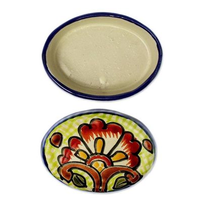 Alternate image for Cotton Swab Jar in Talavera-Style Ceramic Hidalgo Bouquet