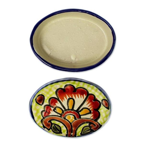 Alternate image for Cotton Swab Jar in Talavera-Style Ceramic Hidalgo Bouquet