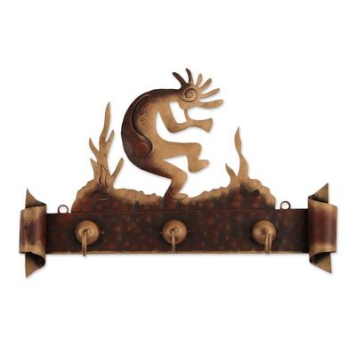 Alternate image for Hand Made Cultural Steel Coat and Key Holder Kokopelli Serenade