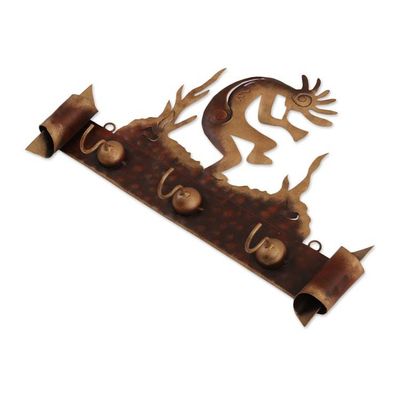 Alternate image for Hand Made Cultural Steel Coat and Key Holder Kokopelli Serenade