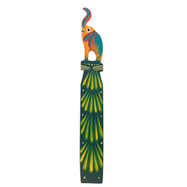Alternate image for Mexican Artisan Carved Elephant-Themed Copal Wood Bookmark Reading Elephant