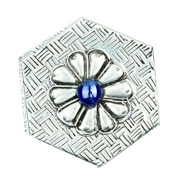 Alternate image for Hexagonal Aluminum Decorative Box with Flower from Mexico Hexagonal Blue