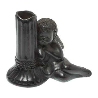 Alternate image for Handmade Taper Candleholder in Ceramic Sleeping Angel