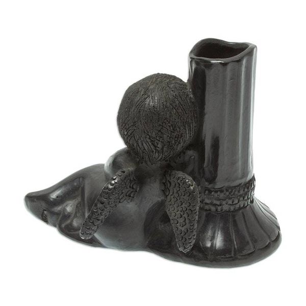 Alternate image for Handmade Taper Candleholder in Ceramic Sleeping Angel