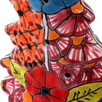 Alternate image for Christmas Tree Talavera Ceramic Lantern from Mexico Christmas Glow