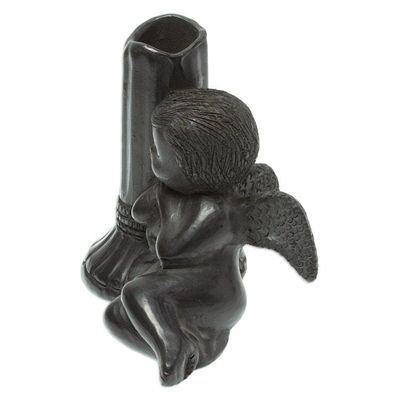 Alternate image for Handmade Taper Candleholder in Ceramic Sleeping Angel