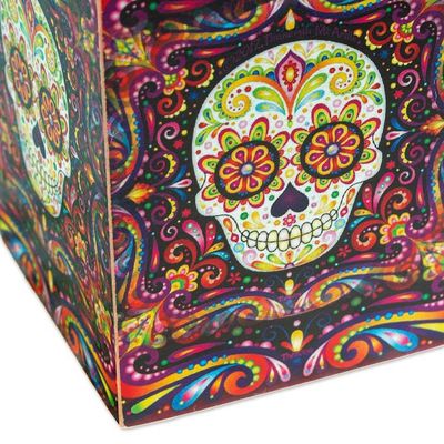Alternate image for Pine Wood Pencil Holder with Day of the Dead Decoupage Convenient Skull