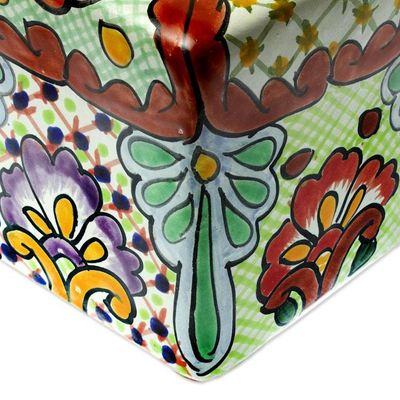 Alternate image for Talavera-Style Tissue Box Cover Hidalgo Bouquet