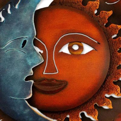 Alternate image for Handcrafted Sun and Moon Steel Wall Sconce from Mexico Eclipse Over Jalisco