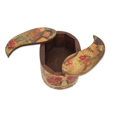 Alternate image for Oval Decoupage Victorian-Style Pinewood Treasure Box Memories