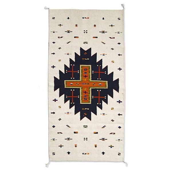 Alternate image for Geometric Patterned 100 Wool Area Rug in Earth Tones 3x5 Serene Landscape