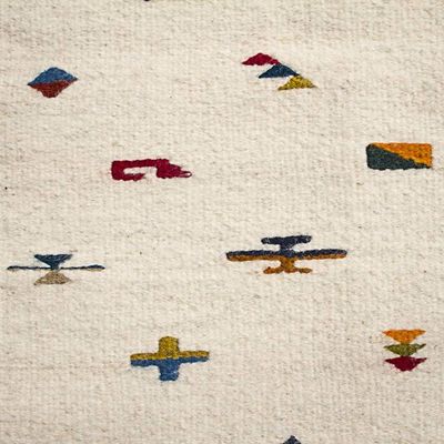 Alternate image for Geometric Patterned 100 Wool Area Rug in Earth Tones 3x5 Serene Landscape
