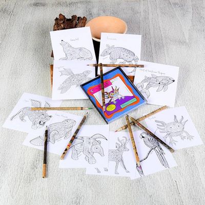 Alternate image for Gift Idea 10 Coloring Postcards of Mexican Animal Alebrijes Alebrije Collection