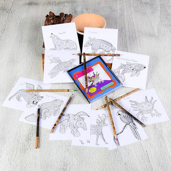 Alternate image for Gift Idea 10 Coloring Postcards of Mexican Animal Alebrijes Alebrije Collection