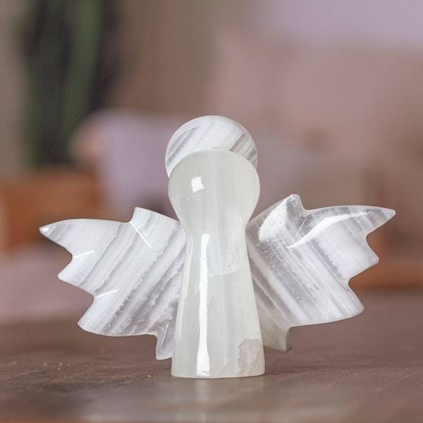 Alternate image for Onyx Sculpture of Angel Handcrafted in Mexico Precious Heaven