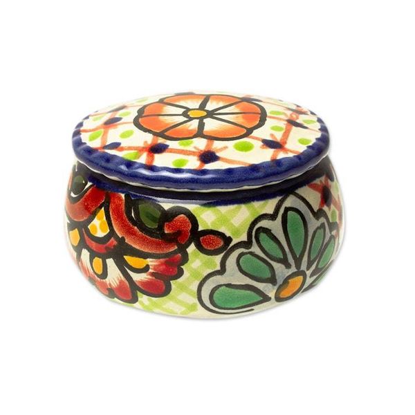 Alternate image for Talavera-Style Decorative Ceramic Box Hidalgo Bouquet