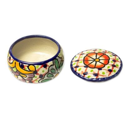 Alternate image for Talavera-Style Decorative Ceramic Box Hidalgo Bouquet