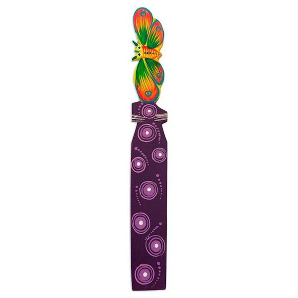 Alternate image for Mexican Artisan Painted Butterfly Copal Wood Bookmark Reading Butterfly