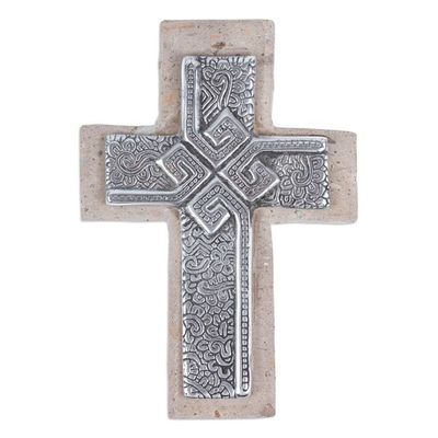 Alternate image for Eco-Friendly Pewter and Reclaimed Stone Wall Cross Timeless Faith