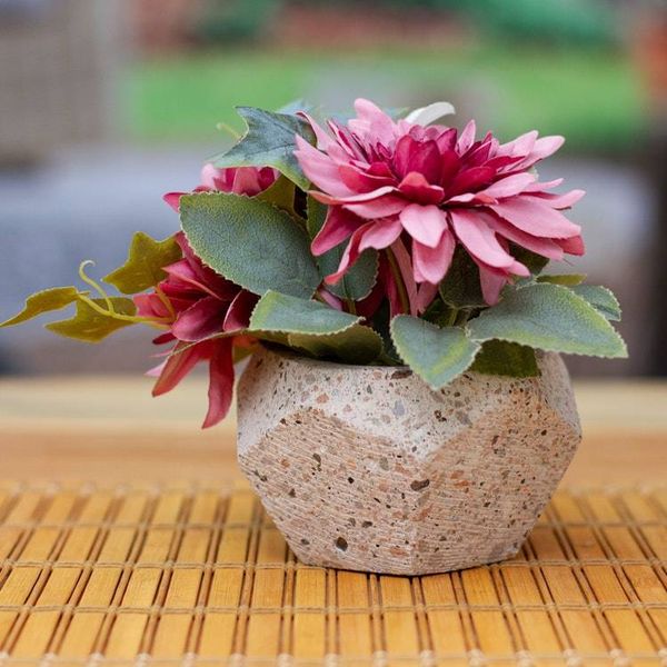 Alternate image for Hexagonal Rustic Recycled Stone Decorative Flower Pot Modern Hexagon