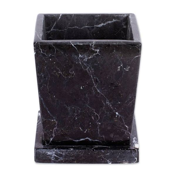 Alternate image for Modern Natural Black and White Marble Flower Pot Black and White Contempo
