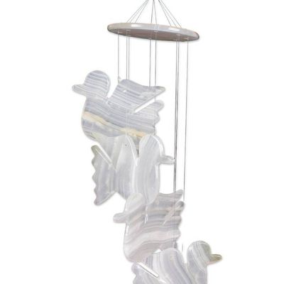 Alternate image for Mexican Handcrafted Natural White Onyx Dove-Themed Mobile Feathers to Heaven