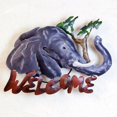 Primary image for Unique Elephant Steel Welcome Sign Outdoor Living A Jumbo Welcome