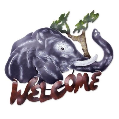 Alternate image for Unique Elephant Steel Welcome Sign Outdoor Living A Jumbo Welcome