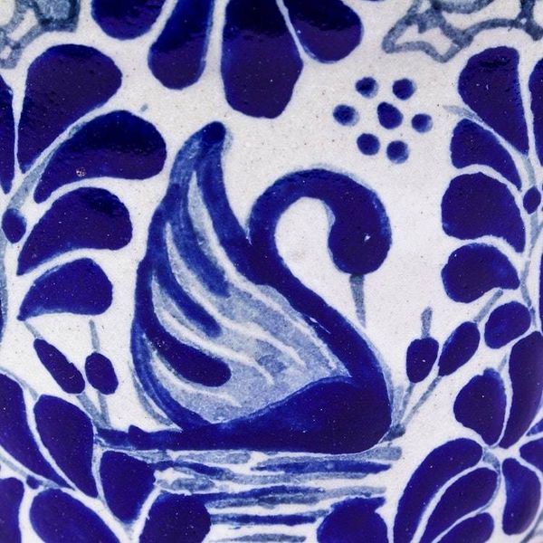 Alternate image for Handmade Talavera-Style Flower Pot Blue Swan