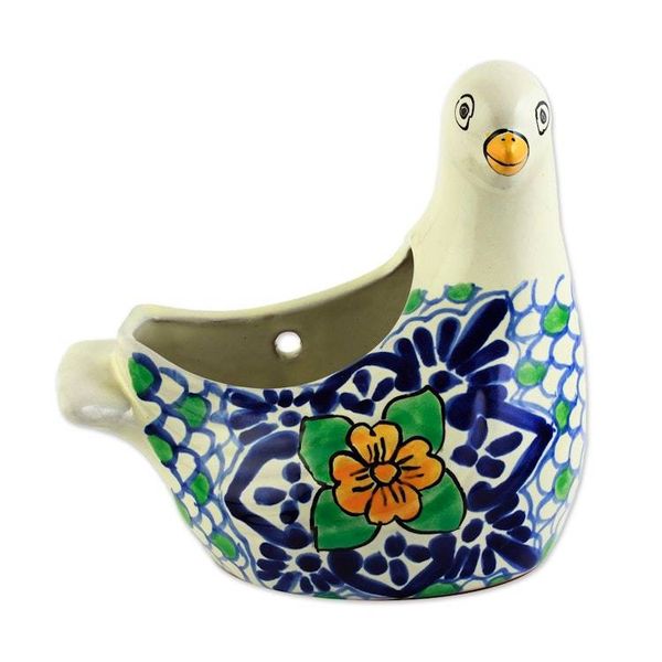 Alternate image for Talavera-Style Dove Flower Pot Puebla Dove
