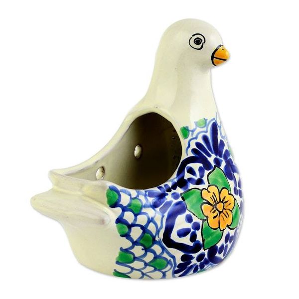 Alternate image for Talavera-Style Dove Flower Pot Puebla Dove