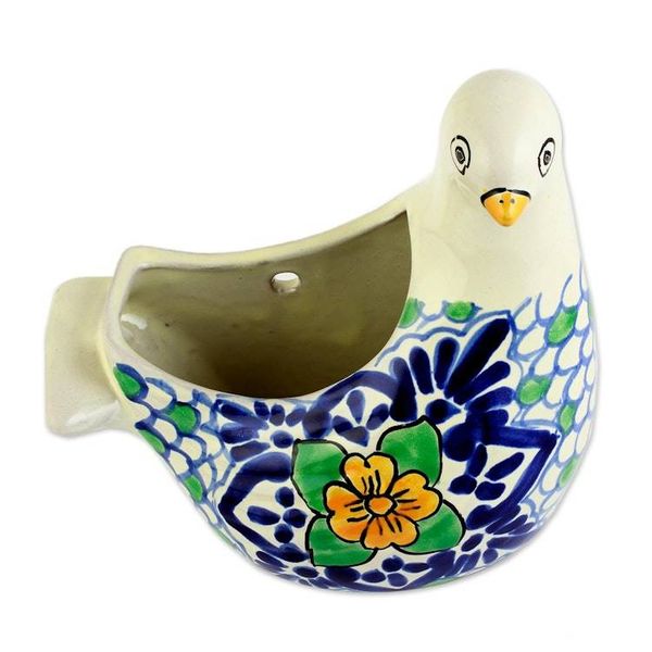 Alternate image for Talavera-Style Dove Flower Pot Puebla Dove
