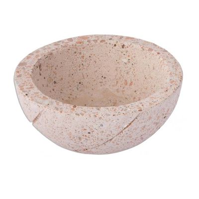 Alternate image for Round Reclaimed Stone Flower Pot from Mexico Round Planter