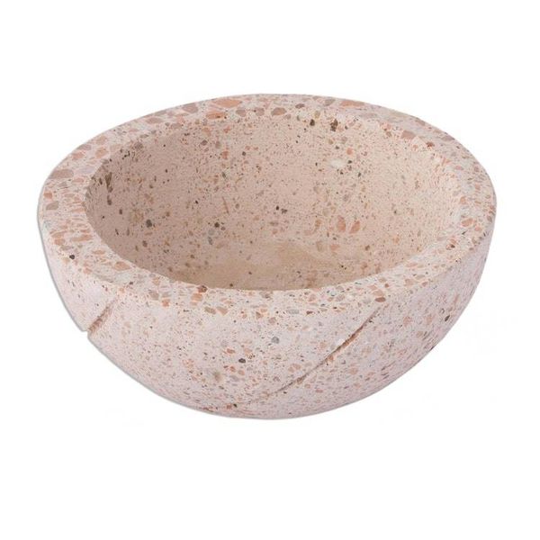 Alternate image for Round Reclaimed Stone Flower Pot from Mexico Round Planter