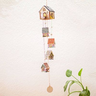Primary image for Ceramic Cottage Wind Chime Decor Accent Cozy Cottages