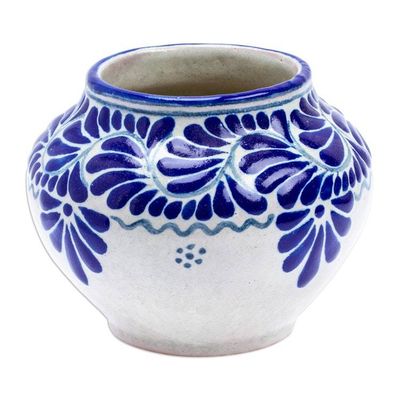 Alternate image for Leaf Flower Hand-Painted Talavera-Style Ceramic Planter Talavera Bloom