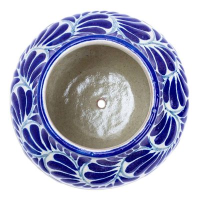 Alternate image for Leaf Flower Hand-Painted Talavera-Style Ceramic Planter Talavera Bloom