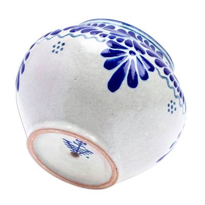 Alternate image for Leaf Flower Hand-Painted Talavera-Style Ceramic Planter Talavera Bloom