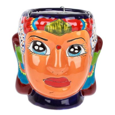 Alternate image for Hacienda and Indian-Themed Ceramic Hanging Planter in Orange Classic Customs