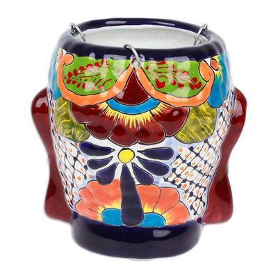 Alternate image for Hacienda and Indian-Themed Ceramic Hanging Planter in Orange Classic Customs