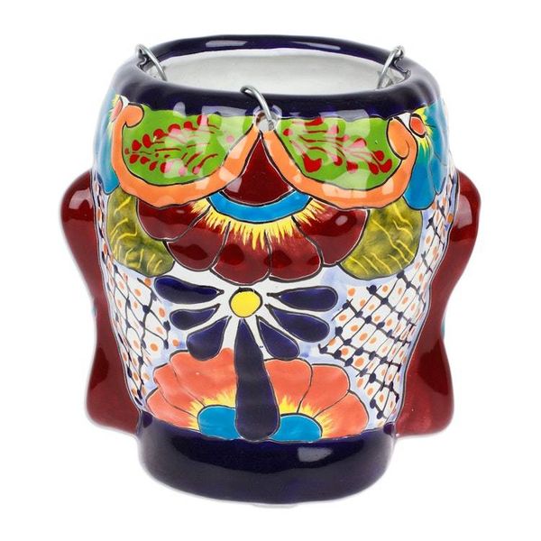 Alternate image for Hacienda and Indian-Themed Ceramic Hanging Planter in Orange Classic Customs