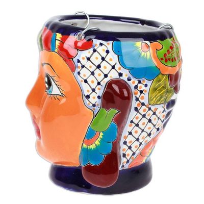 Alternate image for Hacienda and Indian-Themed Ceramic Hanging Planter in Orange Classic Customs